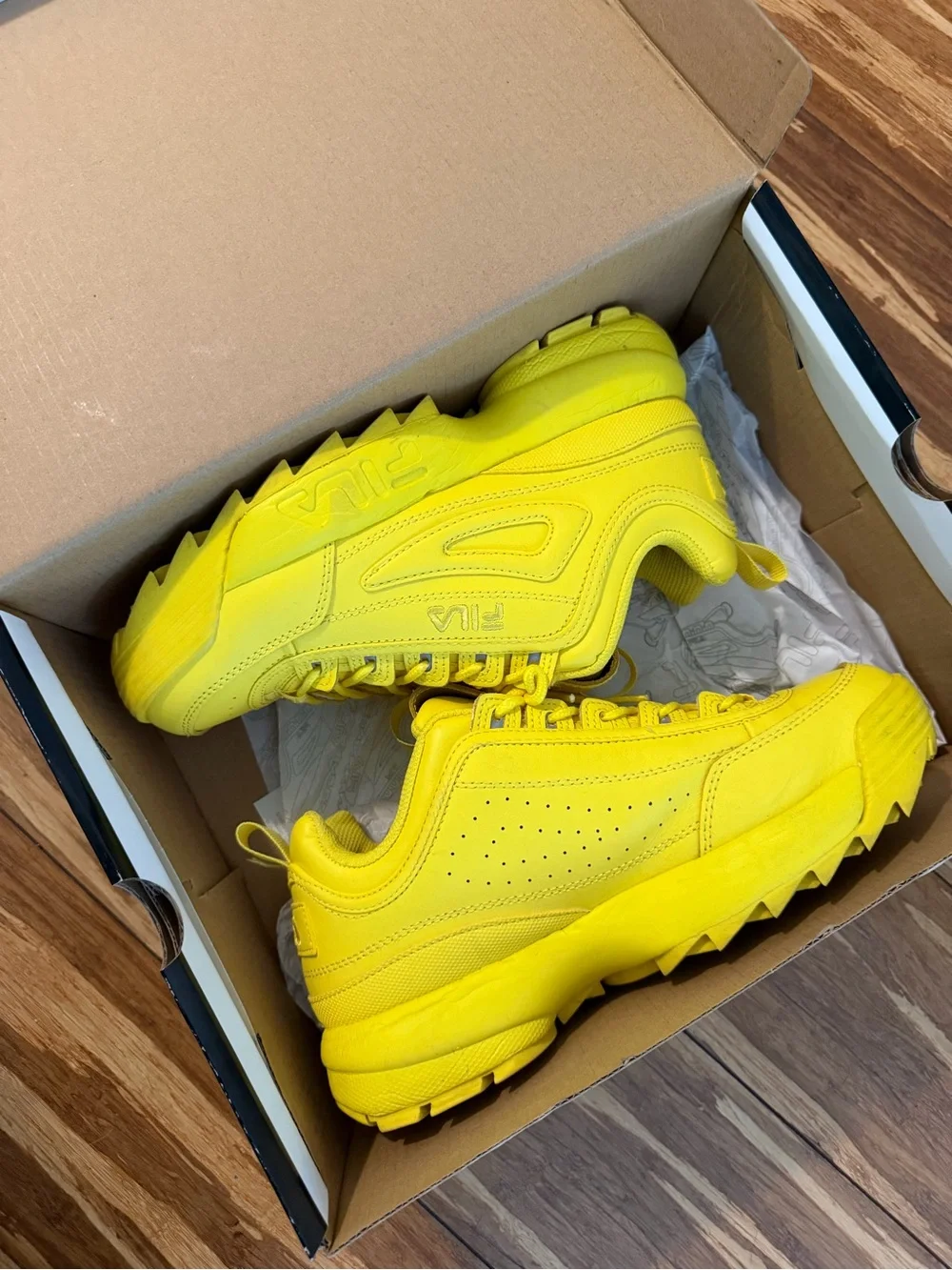 Fila Yellow Platform Lace-Up Sneakers